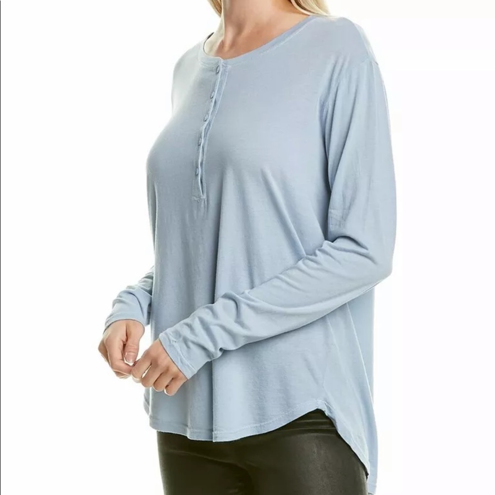 🔥MICHAEL STARS🔥Jayla Henley Long Sleeve Shirt Dark Blue XS/Small NWT